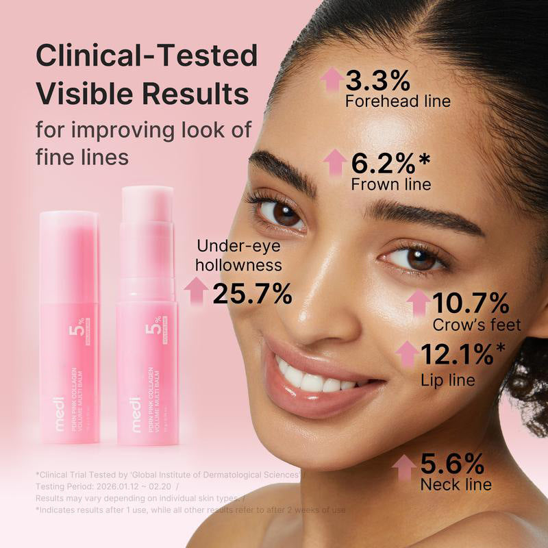 PDRN Pink Collagen Volume Multi Balm | Firming Care, Anti-Aging Care | For Under-Eyes, Neck, Forehead, Smile Lines, Lip Care