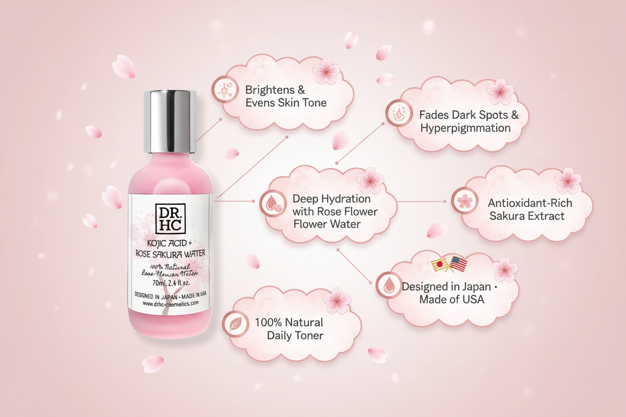 Kojic Acid + Rose Sakura Water (70ml, 2.4 fl.oz.)