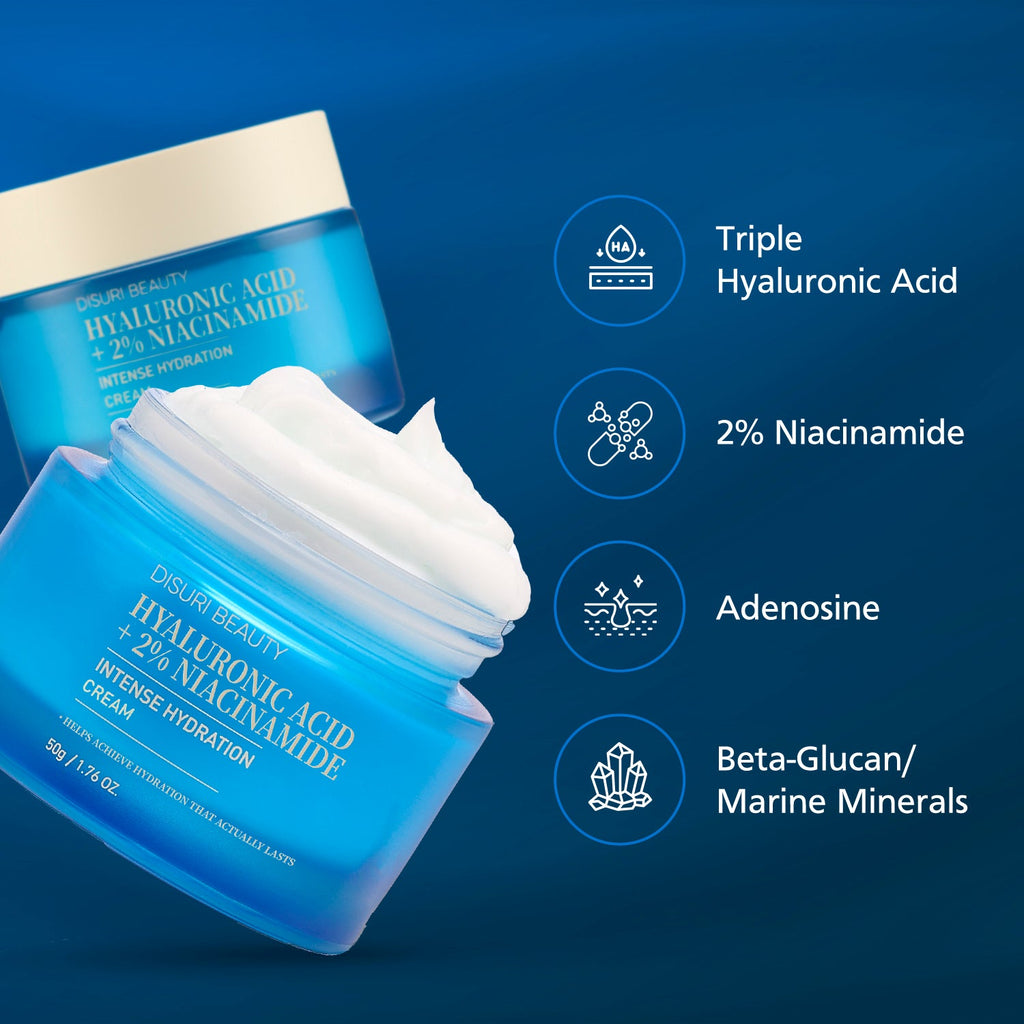 DISURI Hyaluronic Acid Intense Hydration Cream – Korean Barrier-Boosting Moisturizer with Triple HA + 2% Niacinamide-4