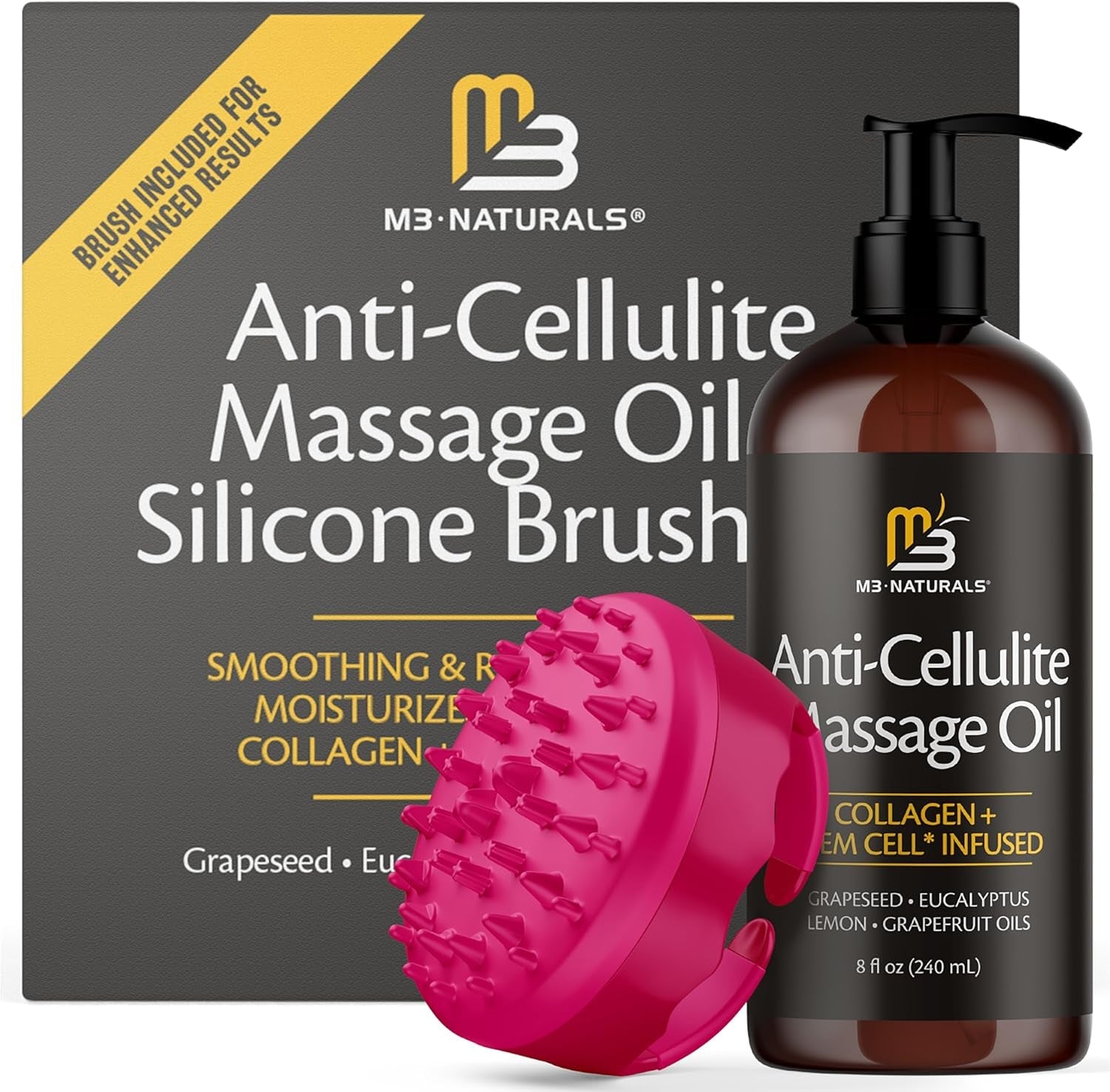 Anti-Cellulite Massage Oil – Helps Smooth the Appearance of Cellulite & Improve Skin Texture – Refreshing Aromatherapy Body Oil for Legs & Full Body – 16 Fl Oz