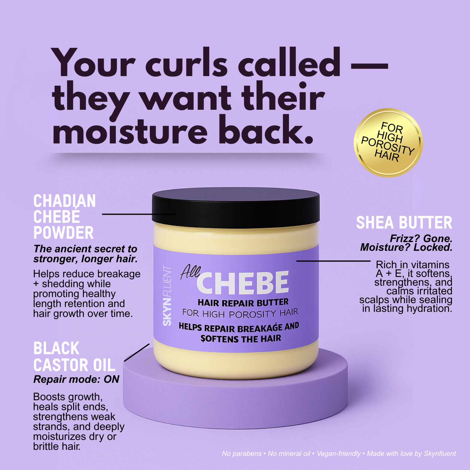 Chebe Repair Butter for High Porosity Hair – Repair Breakage & Soften